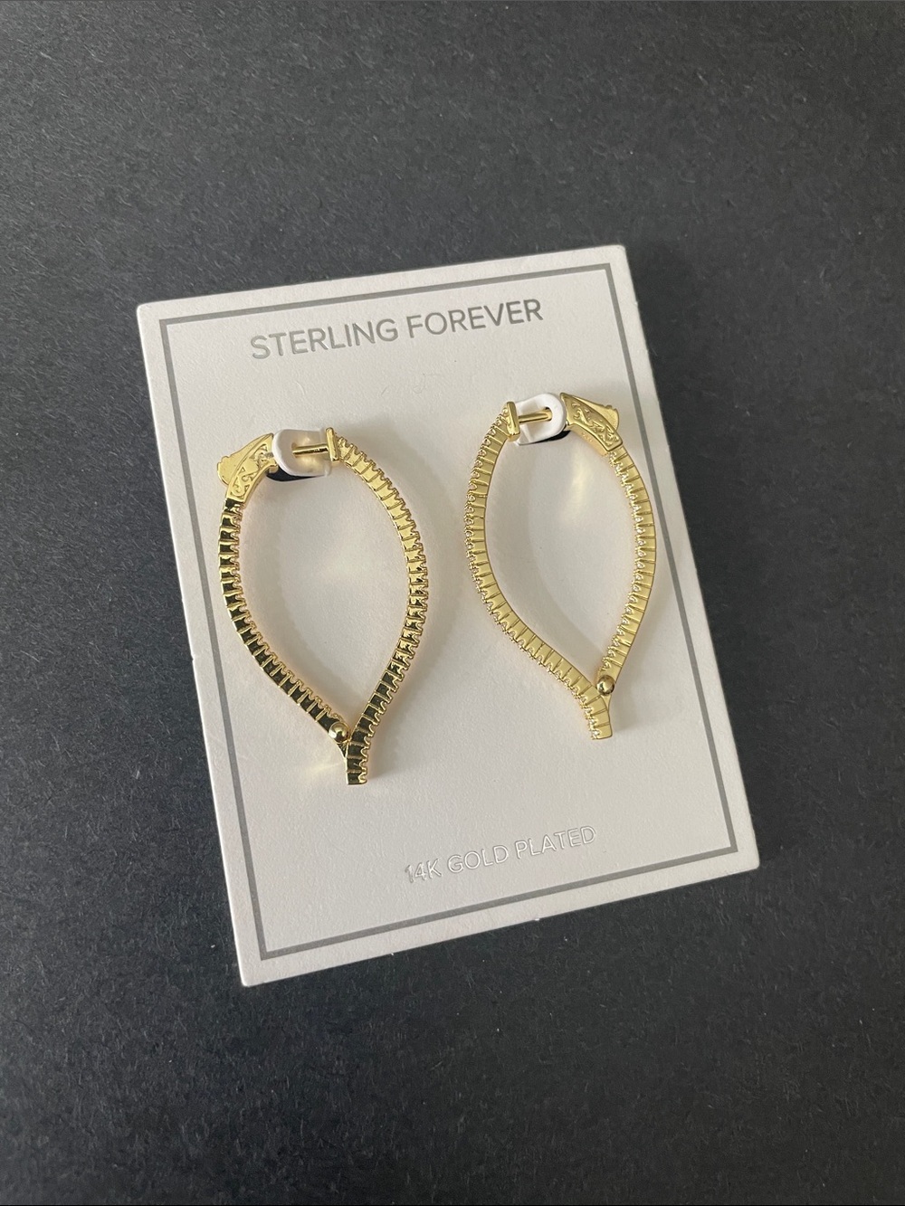 14K Gold-Plated Textured Teardrop Hoop Earrings - Gold